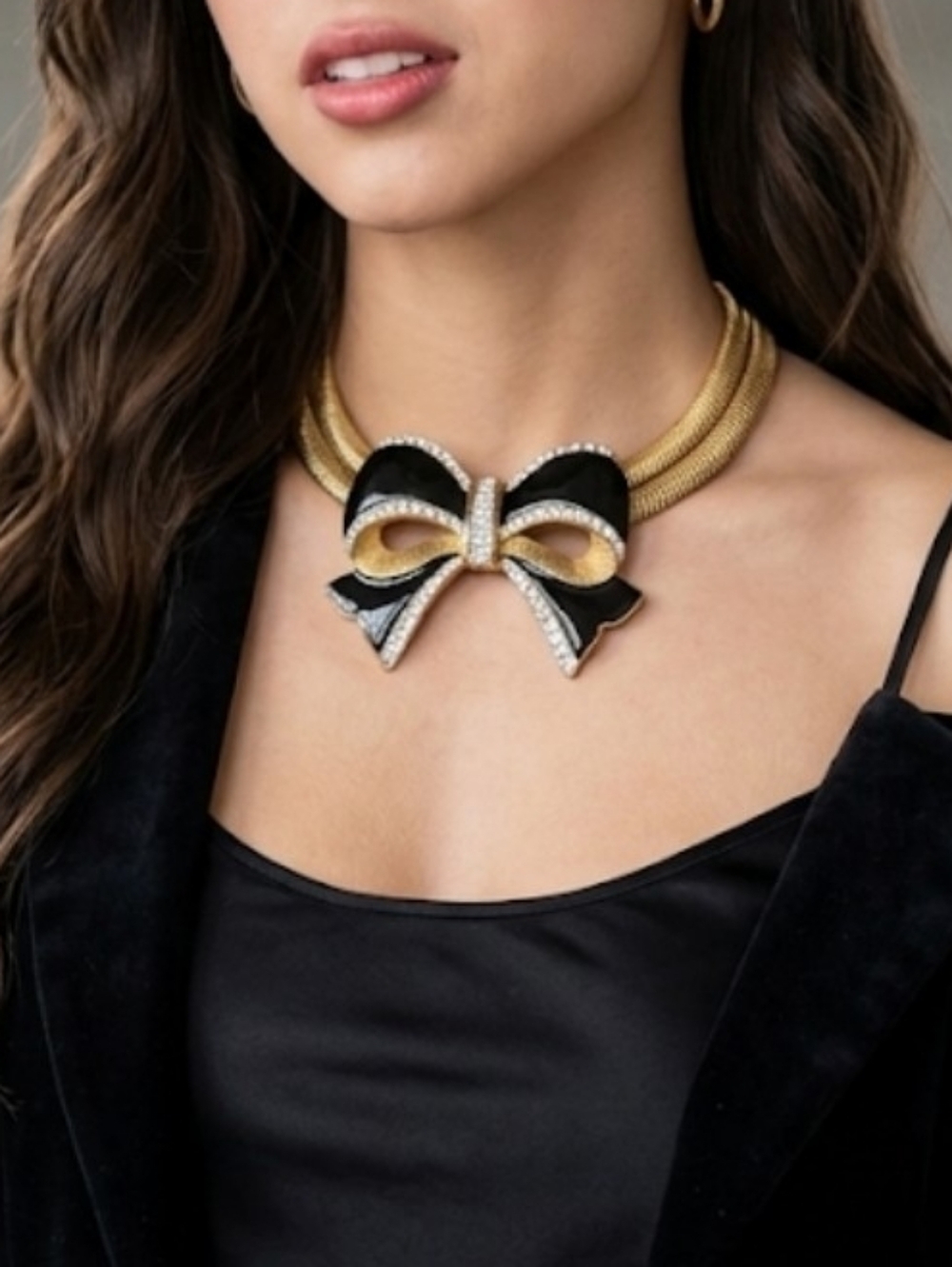Vintage NWT Galaxy Statement Bow Choker - 80s Glam